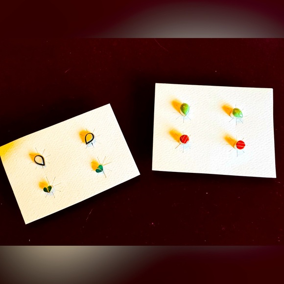 Bundle 4 Pair Tiny Gem Post Earrings Southwest Inspired - Silver Backs/Settings - Picture 1 of 11